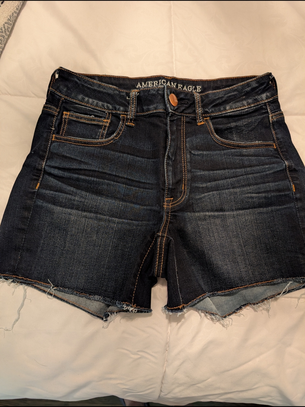 American Eagle Outfitters High-Rise Dark Wash Denim Shorts - Dark Blue